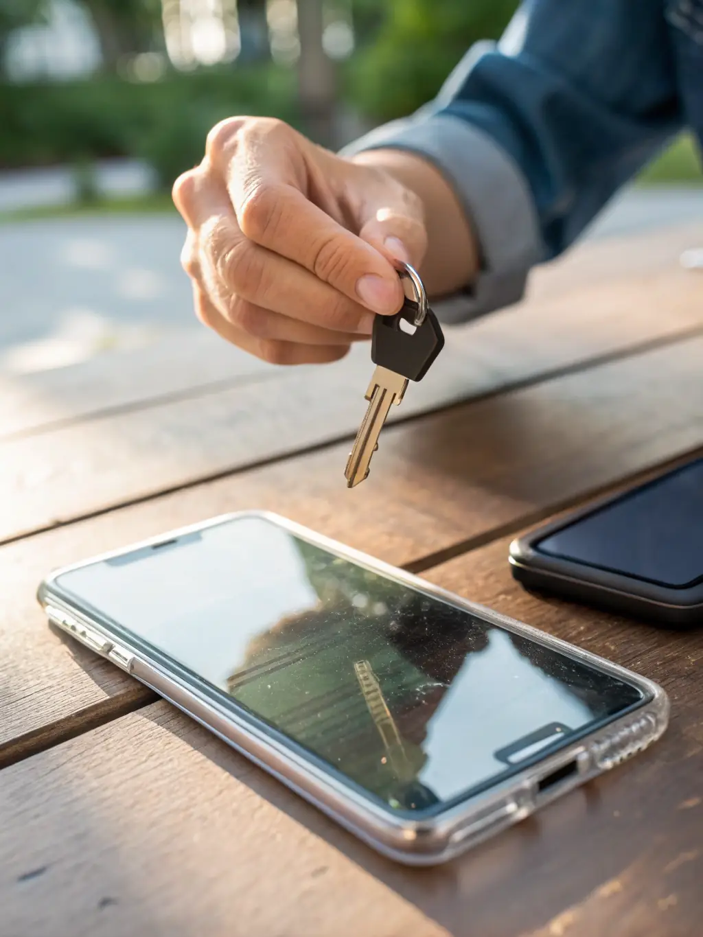 A detailed image of the Premium Leather Screen Protector, highlighting its smooth surface and seamless fit on a smartphone screen. The protector is shown on a device, emphasizing its clarity and protective qualities.